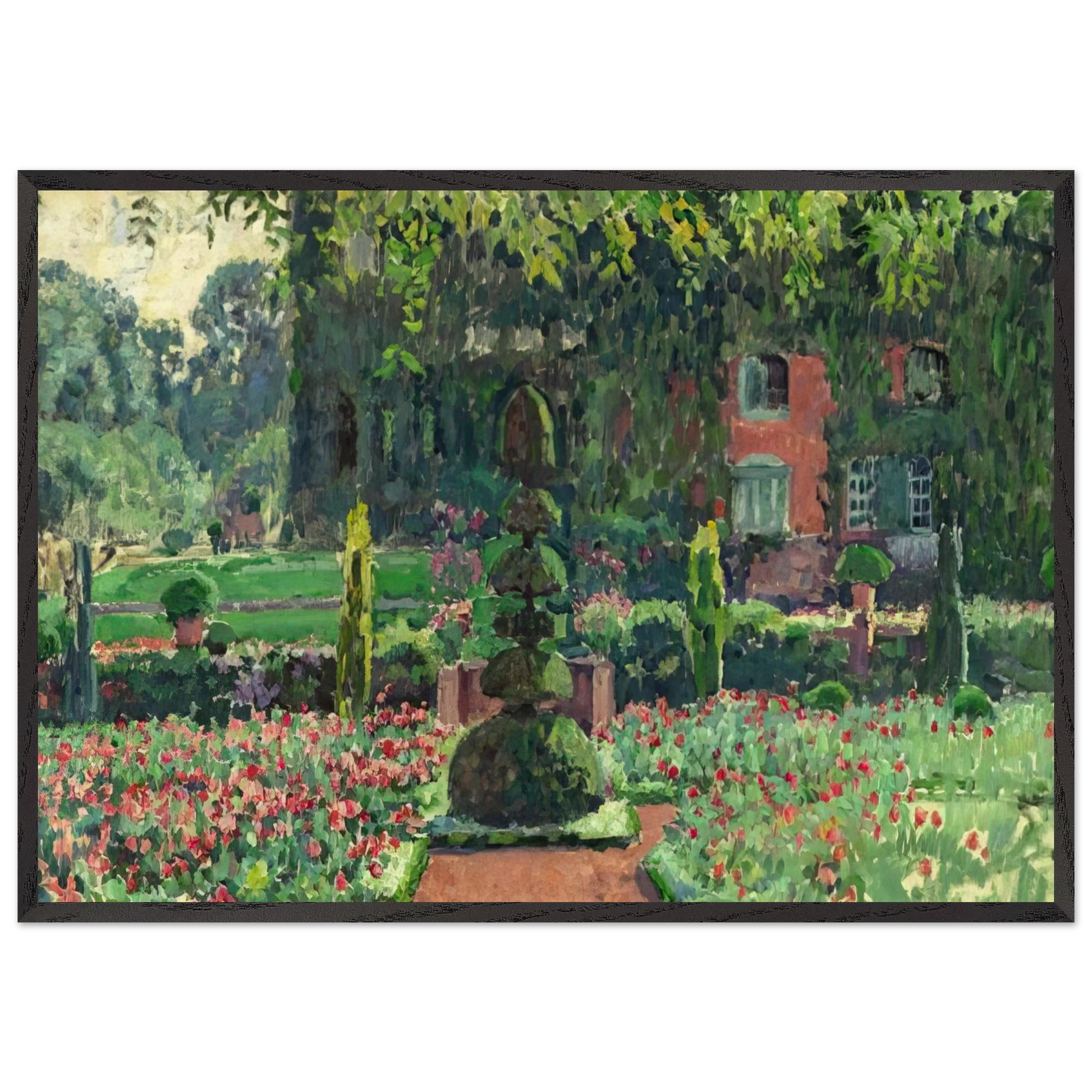 GARDEN IN SUMMER 1924 - Theo van Rysselberghe Framed Art Print – Black Wooden Frame - Default Title - -Framed Art Print