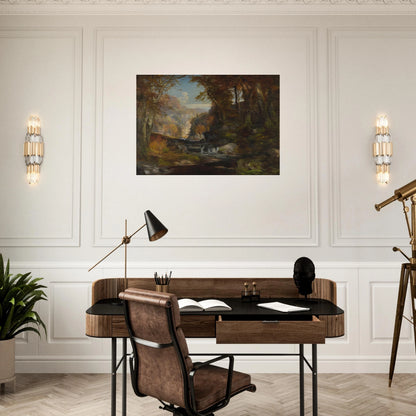 A Scene on the Tohickon Creek Autumn - Thomas Moran Brushed Aluminum Print - 70x100 cm / 28x40 inches | Thomas Moran Aluminum Print | Thomas Moran Prints