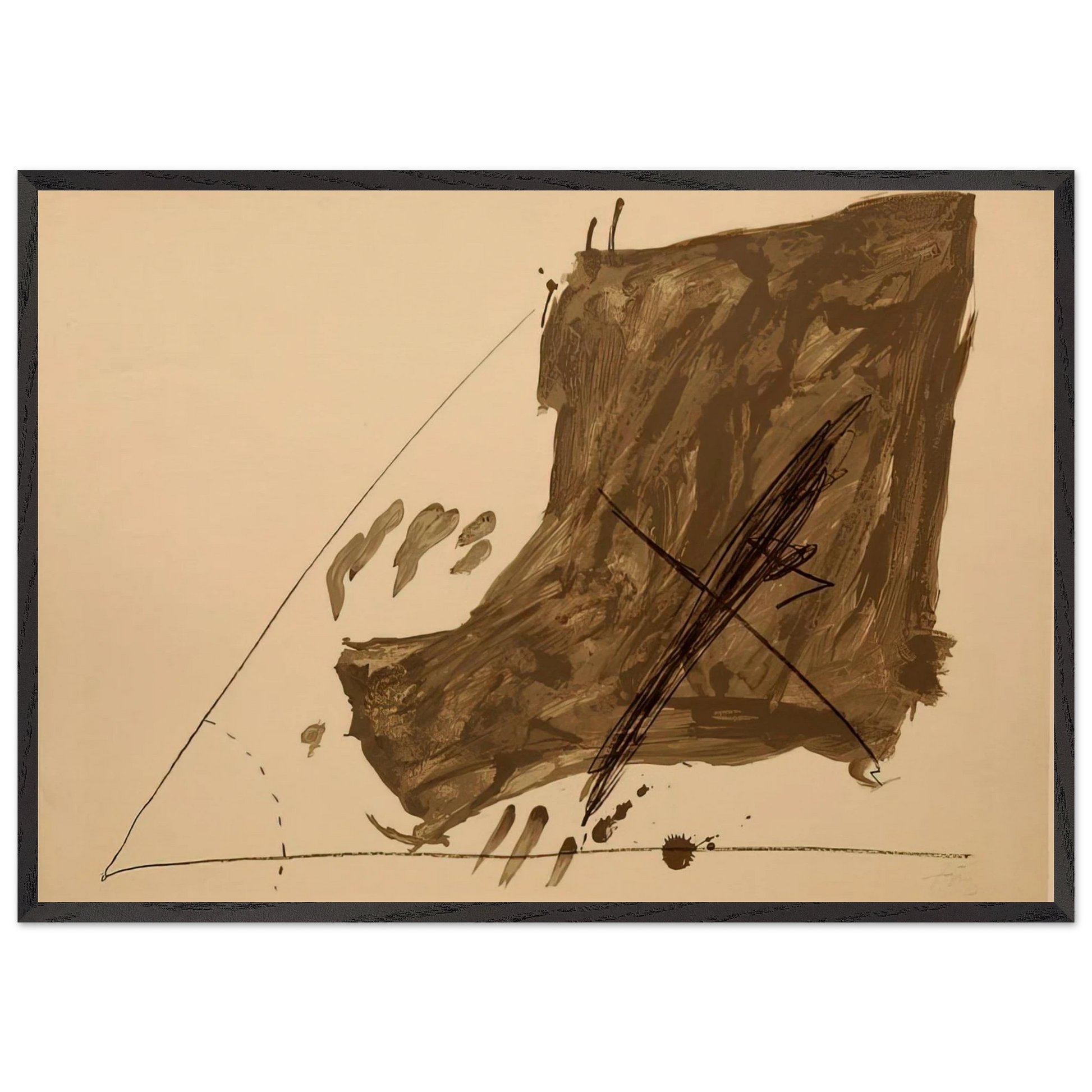 ANGLE ET TACHES 1968 - Antoni Tapies Framed Art Print – Black Wooden Frame - Default Title - -Framed Art Print