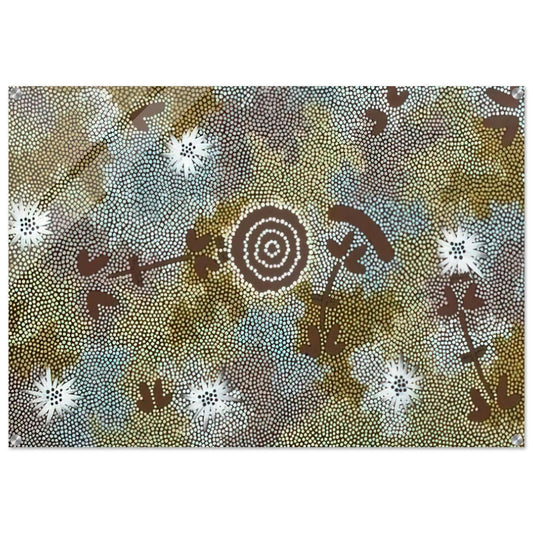 Rock Wallaby Dreaming - 1988 - Clifford Possum Tjapaltjarri Acrylic Print - 70x100 cm / 28x40″ inches | Clifford Possum Tjapaltjarri Wall Art | Clifford Possum Tjapaltjarri Prints