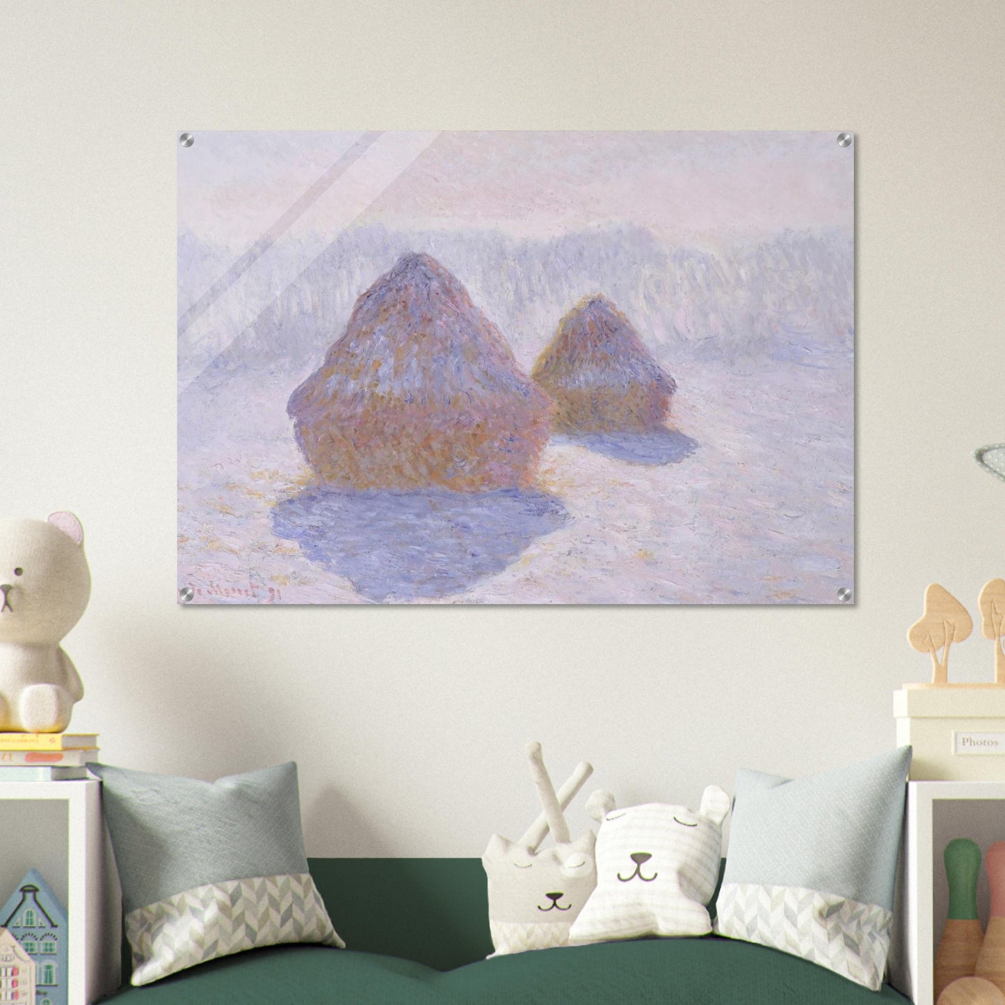 Haystacks Effect of Snow and Sun - claude monet Acrylic Print - 70x100 cm / 28x40″ inches