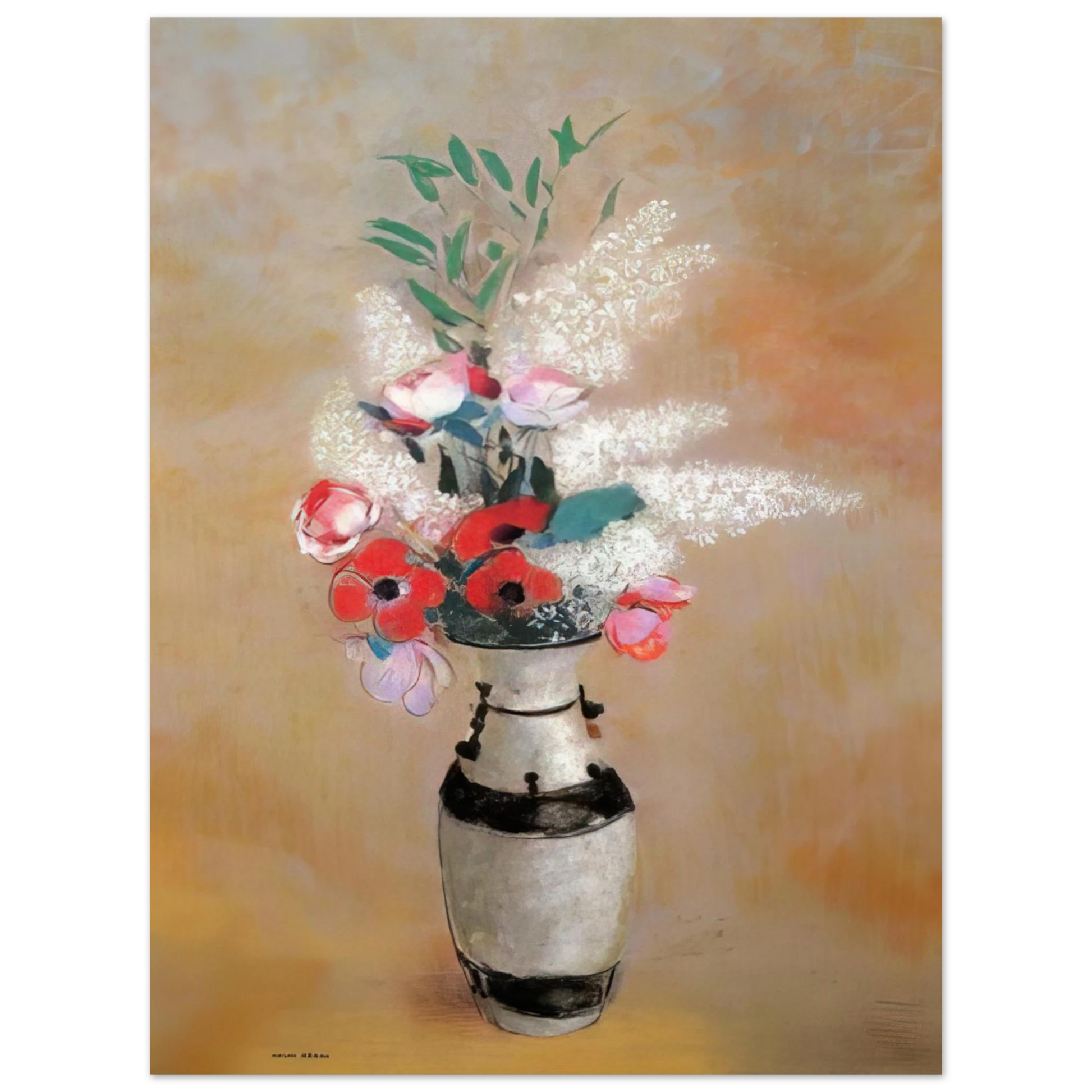 Odilon Redon - BOUQUET WITH WHITE LILIES IN A JAPANESE VASE Fine Art Poster - Default Title