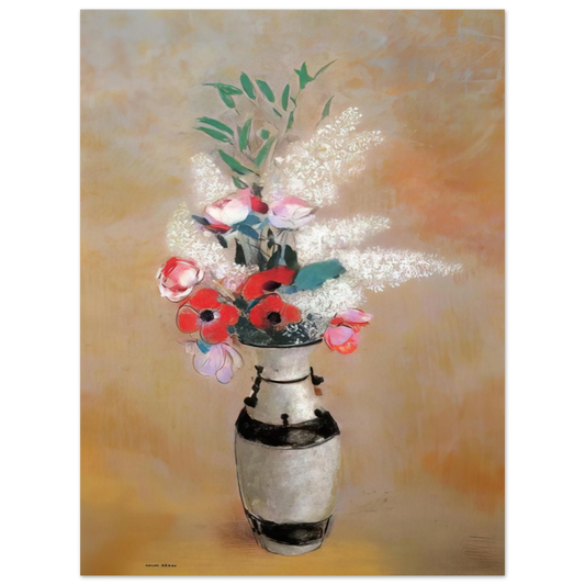 Odilon Redon - BOUQUET WITH WHITE LILIES IN A JAPANESE VASE Fine Art Poster - Default Title