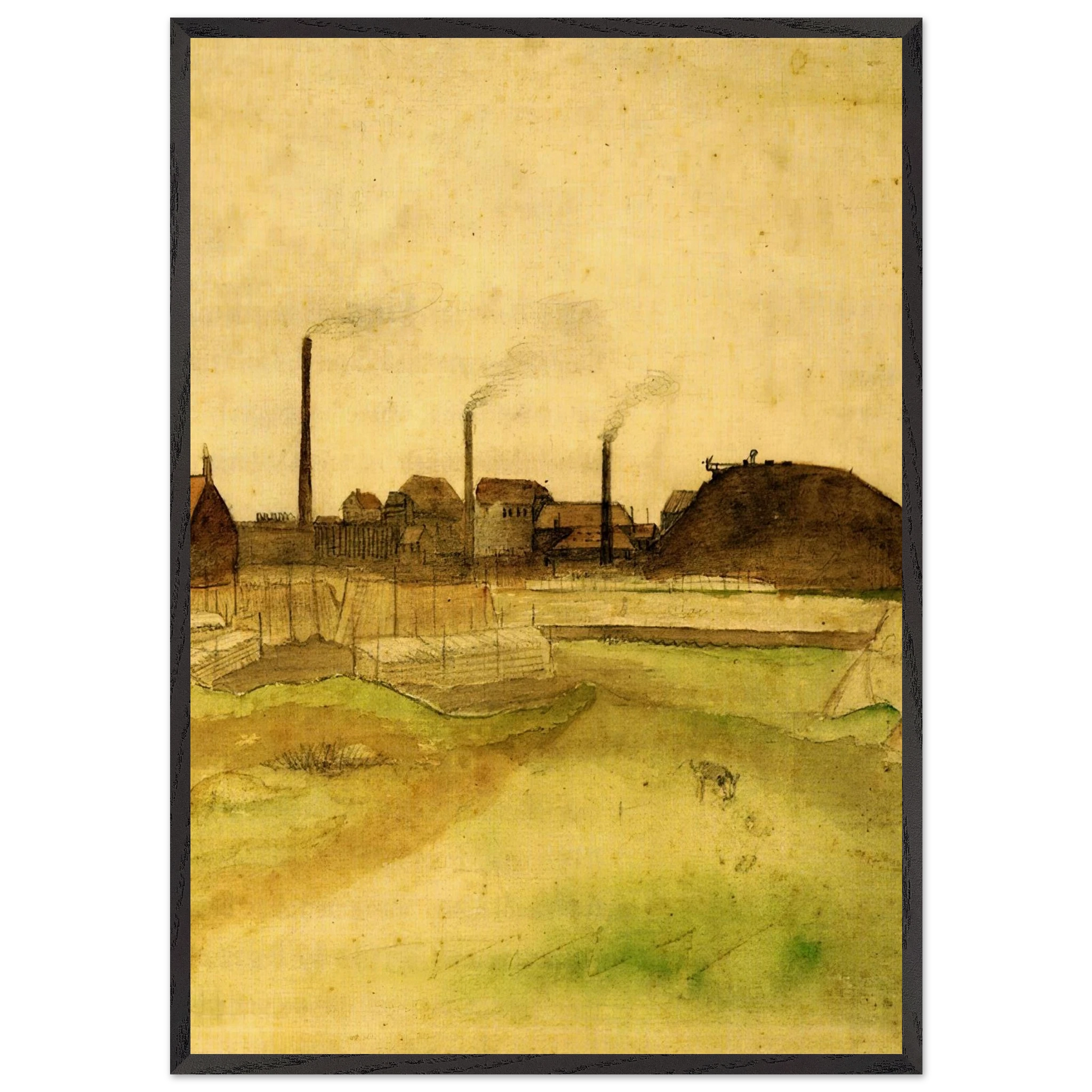 Coalmine in the Borinage - Vincent van Gogh Framed Art Print – Black Wooden Frame - Default Title - -Framed Art Print