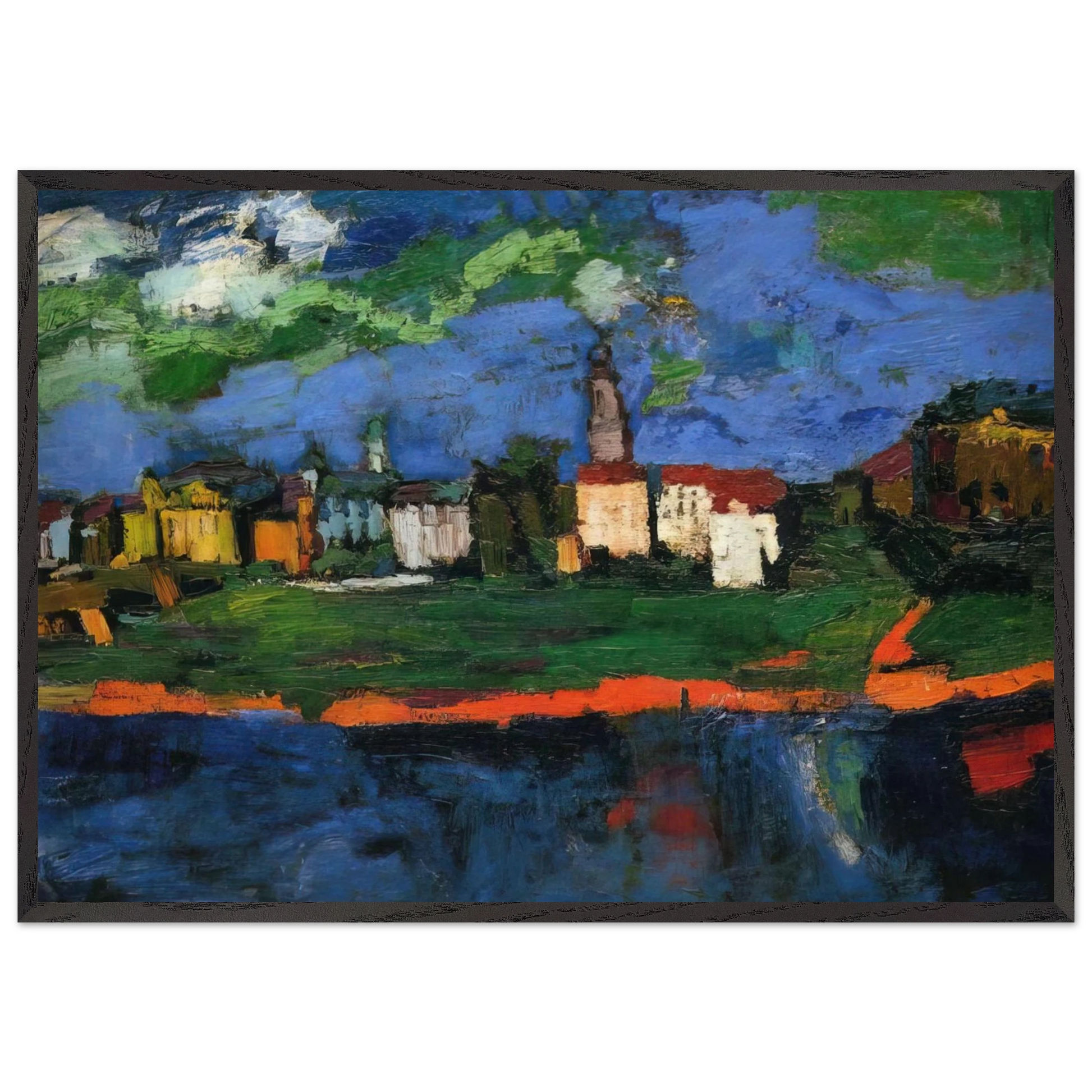 THE ELBE NEAR DRESDEN - OSKAR KOKOSCHKA Framed Art Print – Black Wooden Frame - Default Title - -Framed Art Print