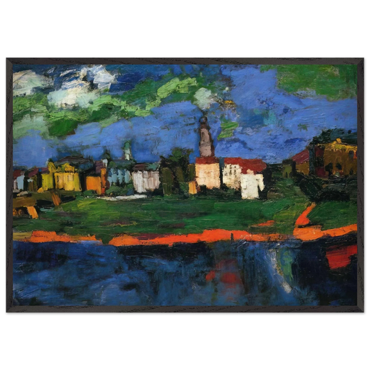 THE ELBE NEAR DRESDEN - OSKAR KOKOSCHKA Framed Art Print – Black Wooden Frame - Default Title - -Framed Art Print