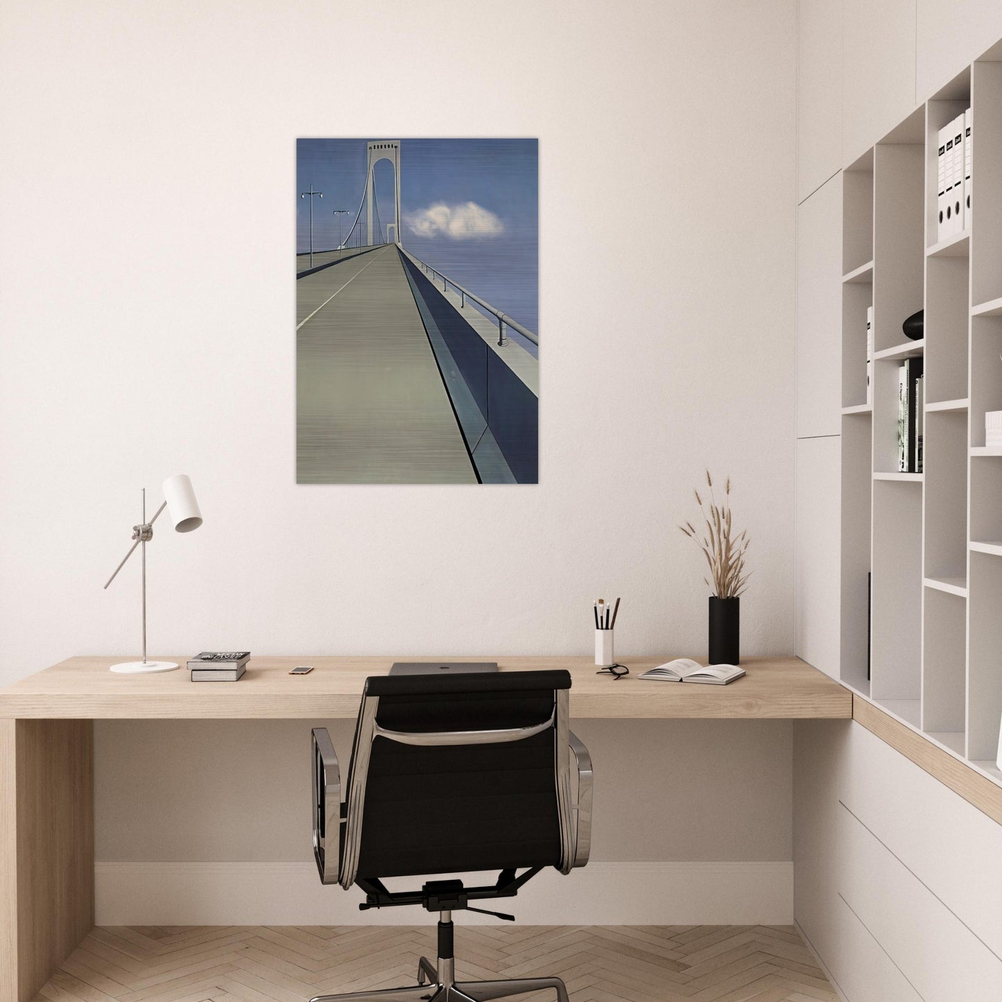 Whitestone Bridge - 1940 - Ralston Crawford Brushed Aluminum Print - 70x100 cm / 28x40 inches | Ralston Crawford Aluminum Print | Ralston Crawford Prints
