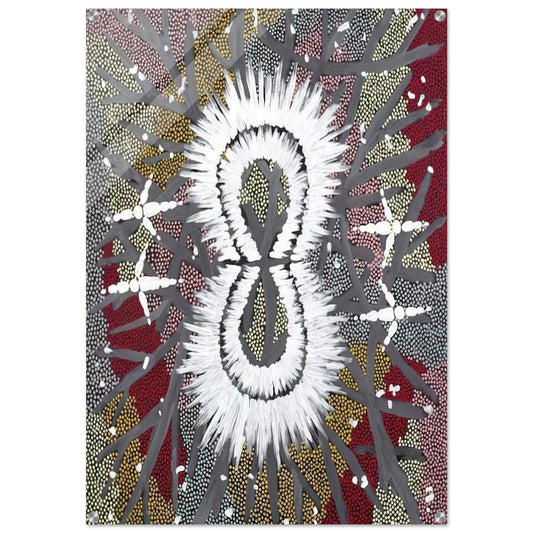 Eagle Dreaming - 1997 - Clifford Possum Tjapaltjarri Acrylic Print - 70x100 cm / 28x40″ inches | Clifford Possum Tjapaltjarri Wall Art | Clifford Possum Tjapaltjarri Prints