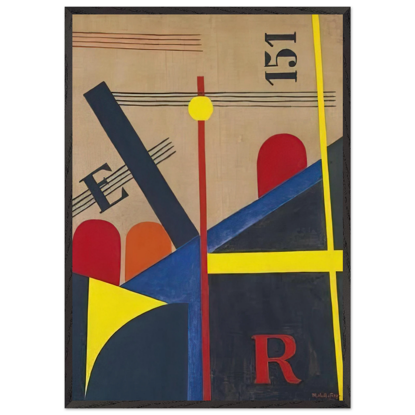 Large painting of the railroad - Laszlo Moholy-Nagy Framed Art Print – Black Wooden Frame - Default Title - -Framed Art Print