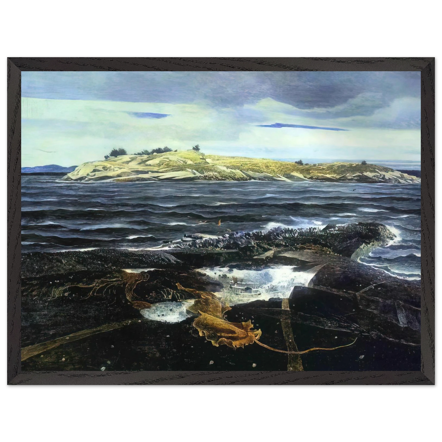 Andrew Wyeth - LITTLE CALDWELLS ISLAND Wall Art - 30x40 cm / 12x16 inches - Premium Wooden Framed Poster With Fine Art Paper - White frame