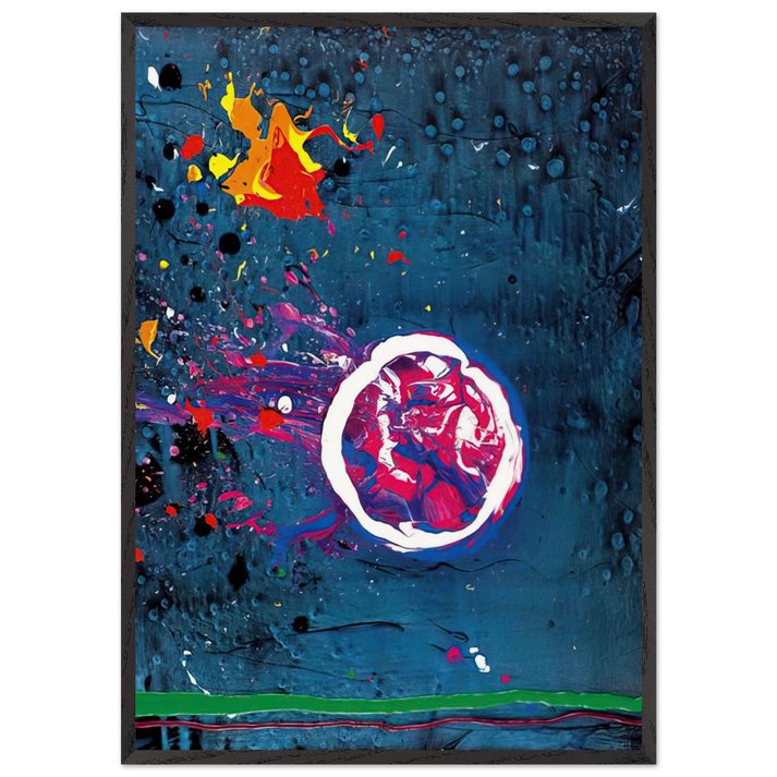 Vincents Moon - 11707 - 2007 - John Hoyland 70x100 cm / 28x40 inches Framed Art Print – Black Wooden Frame
