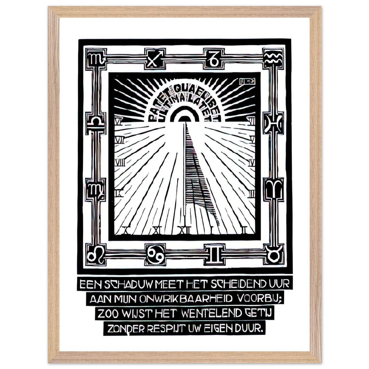 MC Escher - SUNDIAL XXIV EMBLEMATA REJECTED PLATE 1931 Wall Art - 21x29.7 cm / 8x12" - Premium Wooden Framed Poster With Fine Art Paper - White frame