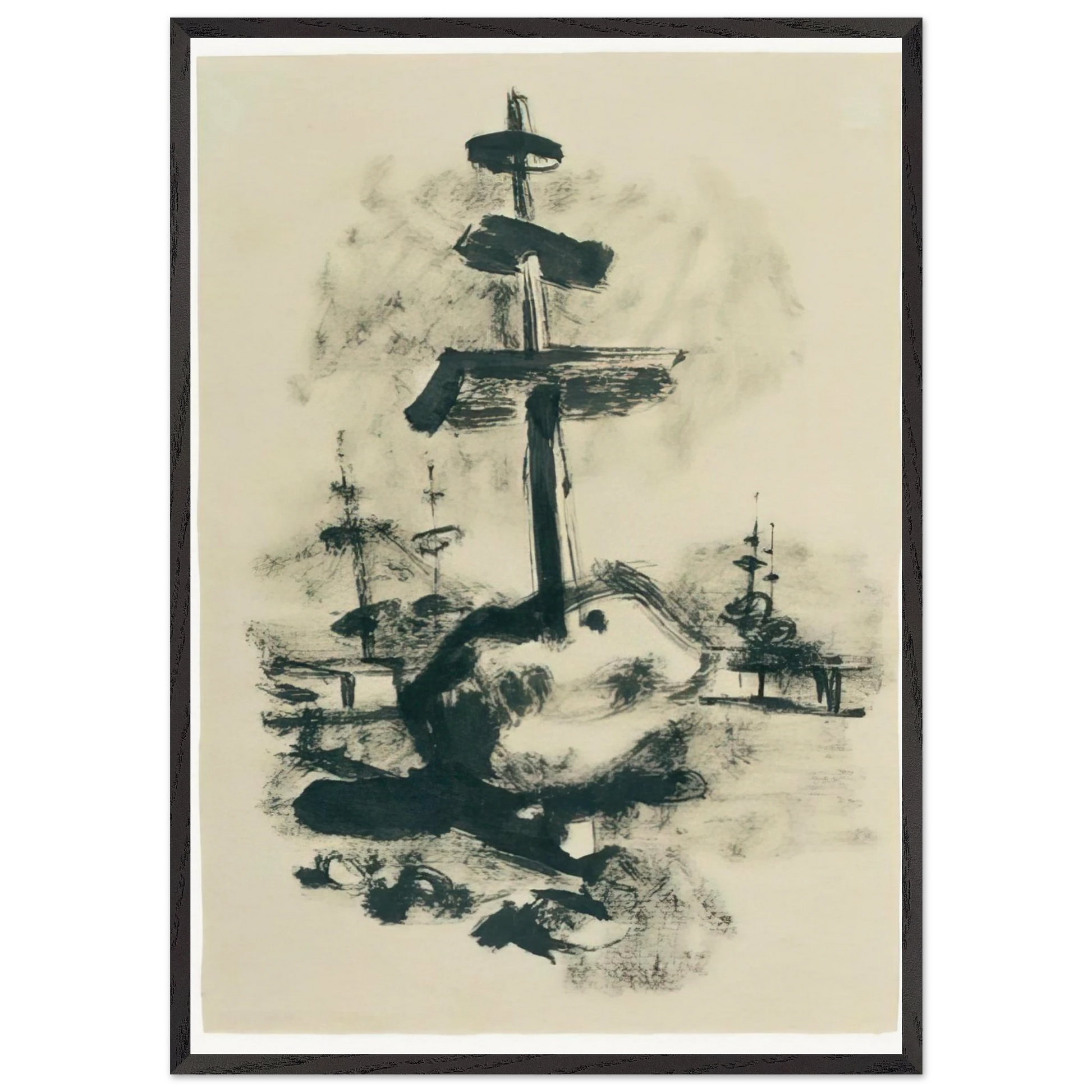 Come un monumento asiatico - 1936 - Julius Bissier Framed Art Print – Black Wooden Frame - Default Title - -Framed Art Print