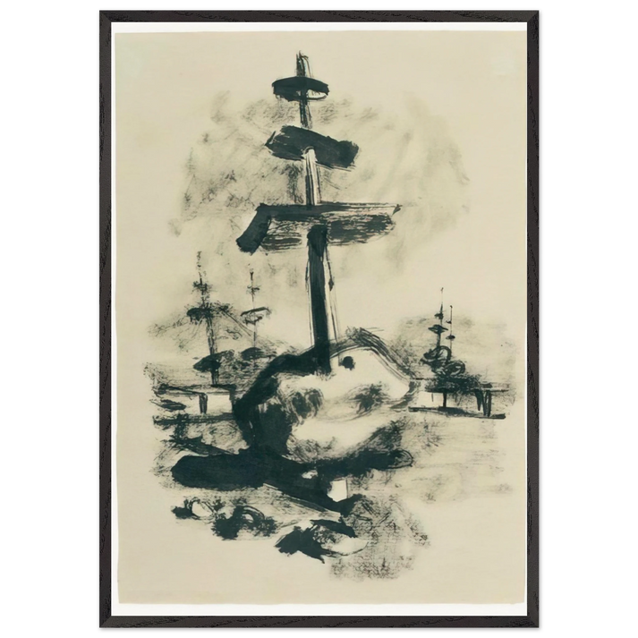Come un monumento asiatico - 1936 - Julius Bissier 70x100 cm / 28x40 inches Framed Art Print – Black Wooden Frame