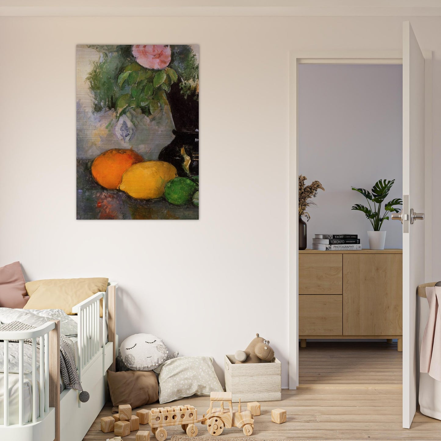 Flowers and Fruit - Paul Cézanne Brushed Aluminum Print - 70x100 cm / 28x40 inches | Paul Cézanne Aluminum Print | Paul Cézanne Prints