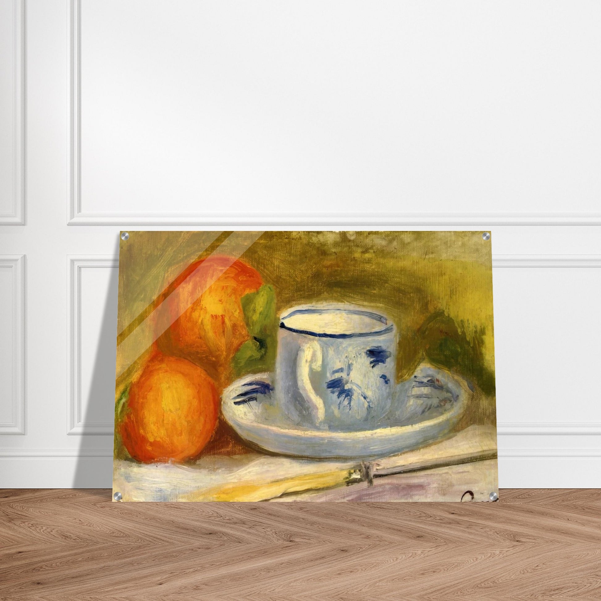 Cup and Oranges - Pierre-Auguste Renoir Acrylic Print - 70x100 cm / 28x40″ inches
