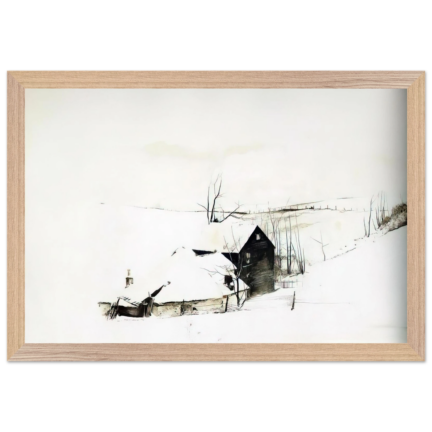 Andrew Wyeth - THE CORNER Wall Art - 60x80 cm / 24x32 inches - Premium Wooden Framed Poster With Fine Art Paper - Wood frame