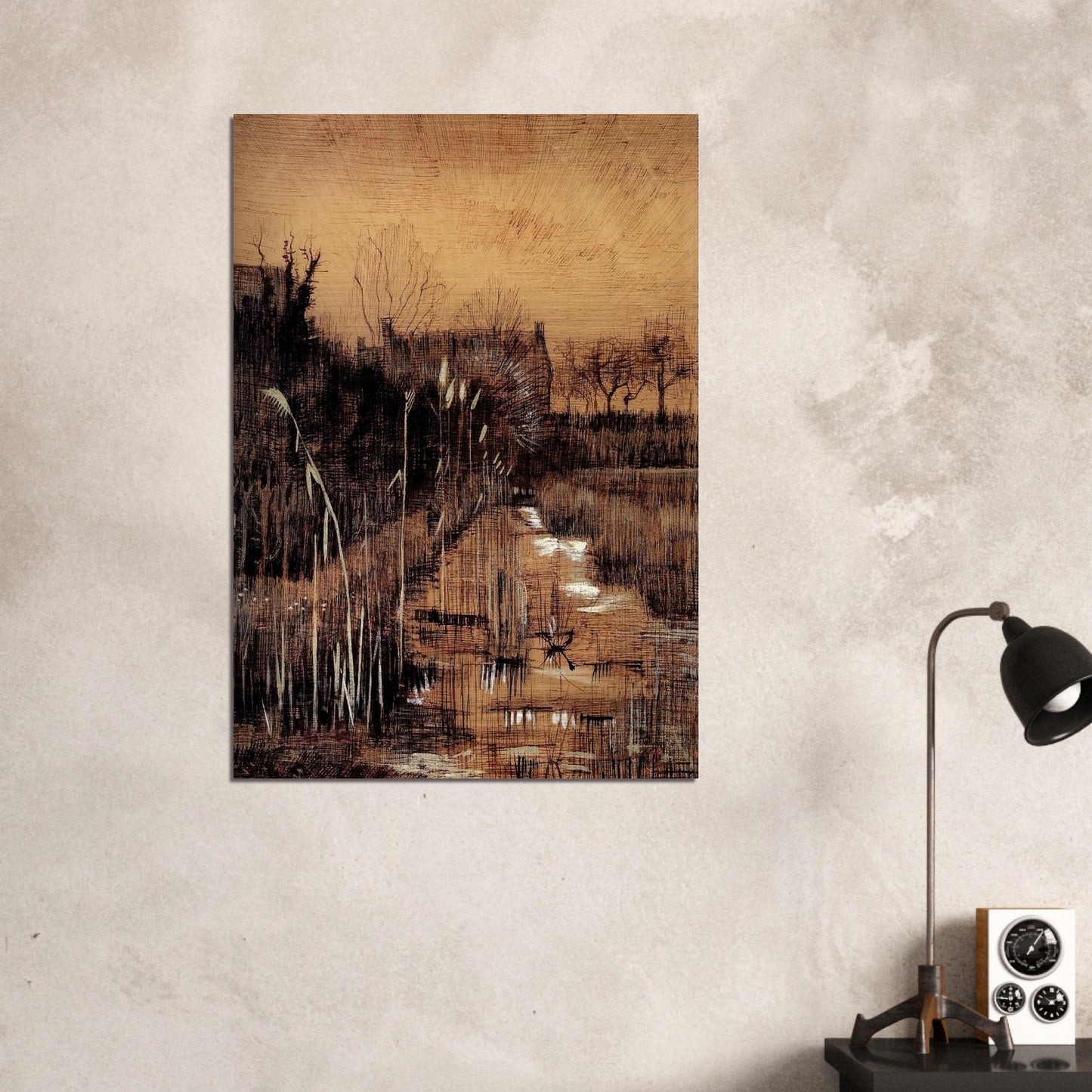 Ditch - Vincent van Gogh Brushed Aluminum Print - 70x100 cm / 28x40 inches | Vincent van Gogh Aluminum Print | Vincent van Gogh Prints