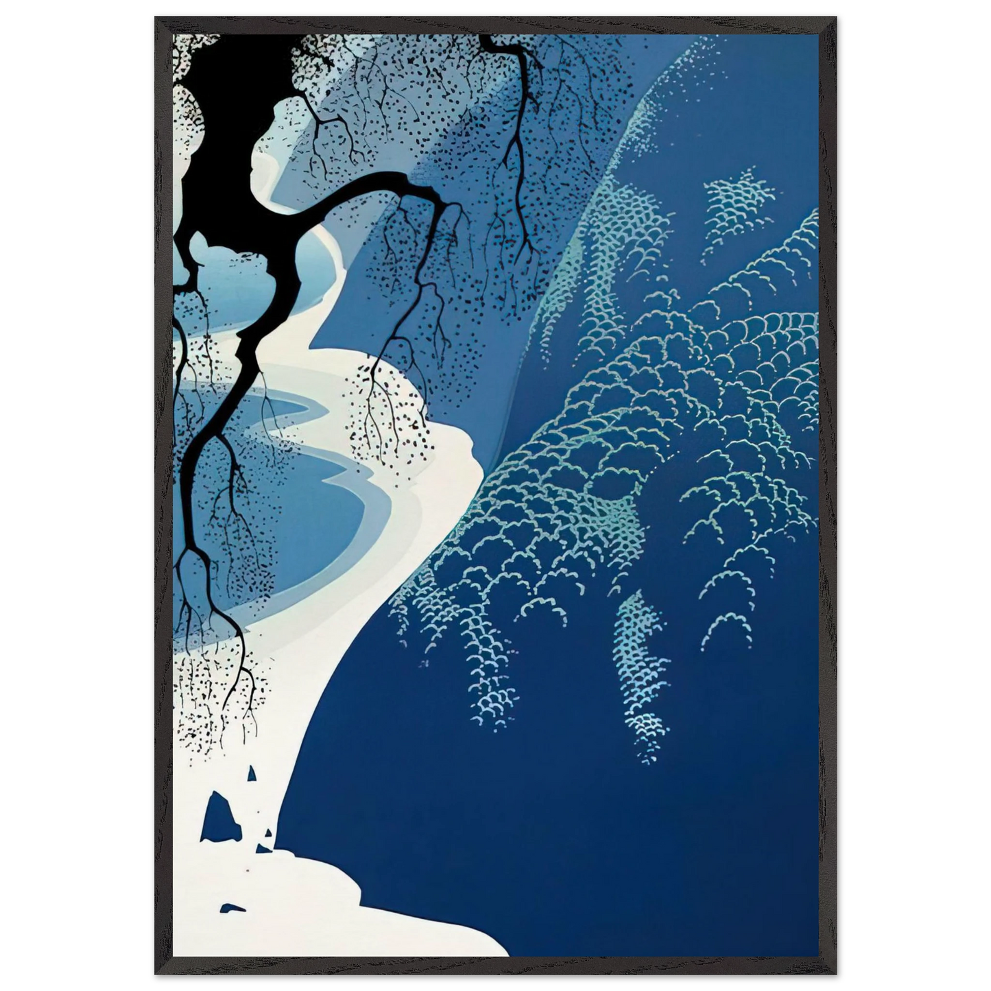 Big Sur and Branch - Eyvind Earle Framed Art Print – Black Wooden Frame - Default Title - -Framed Art Print