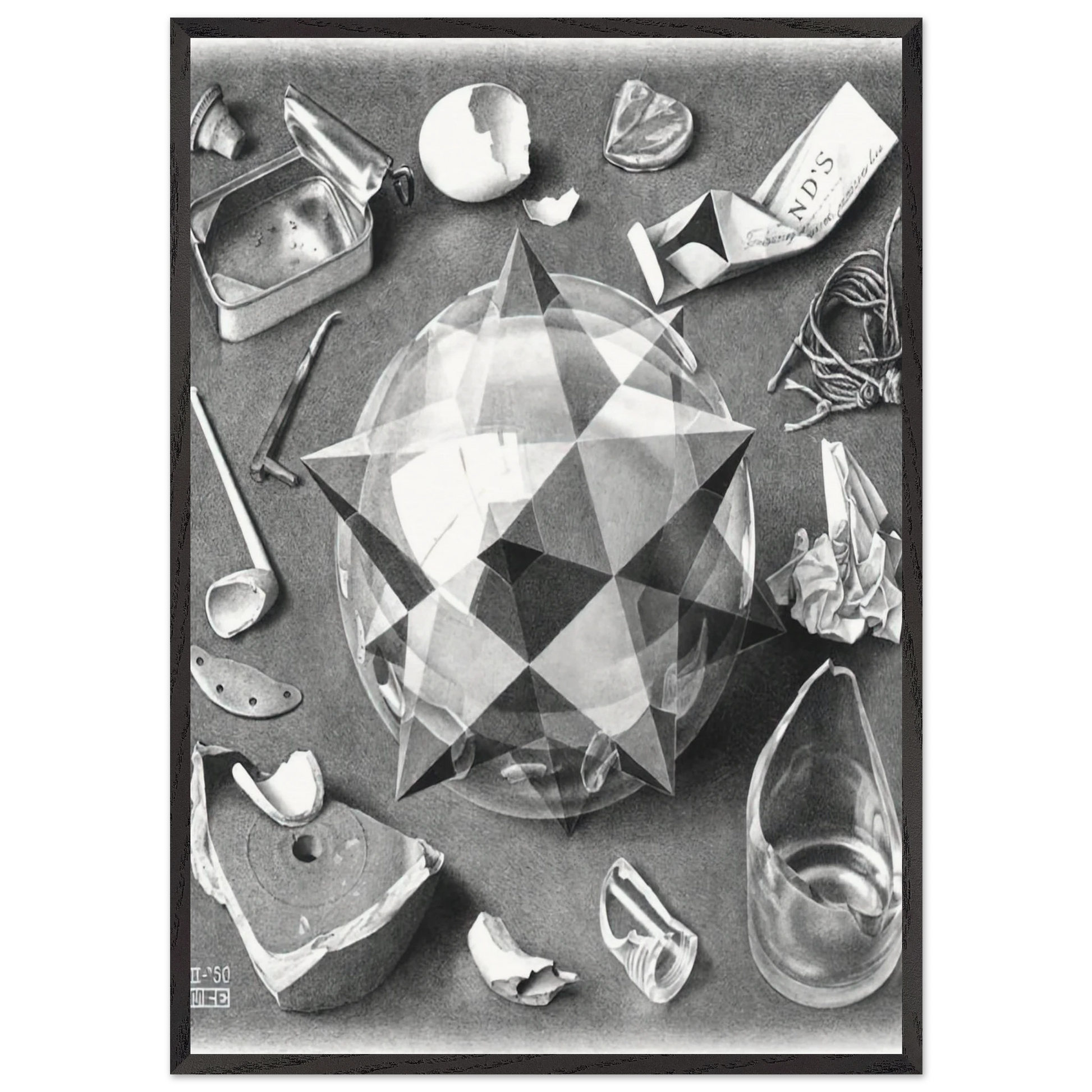 CONTRAST ORDER AND CHAOS - MC Escher Framed Art Print – Black Wooden Frame - Default Title - -Framed Art Print