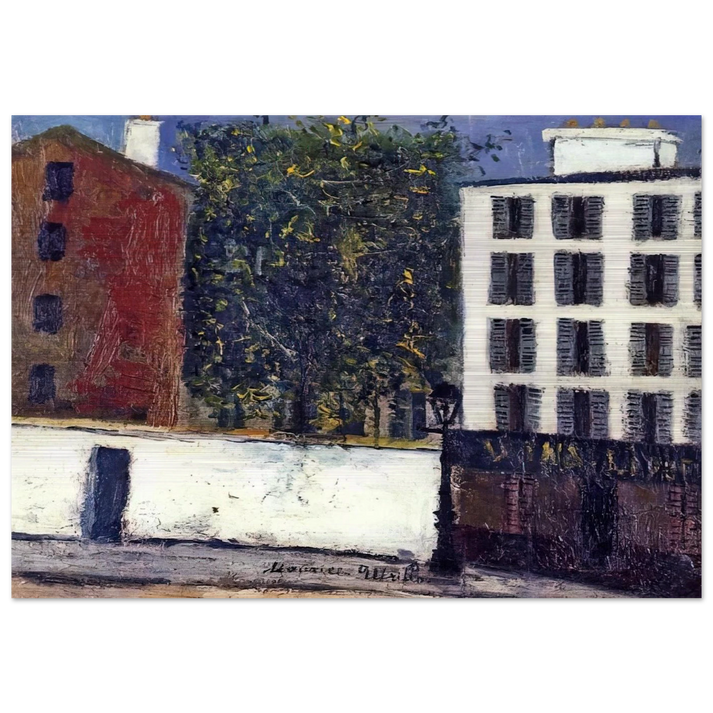 MONTMARTRE STREET - Maurice Utrillo Brushed Aluminum Print - 70x100 cm / 28x40 inches | Maurice Utrillo Aluminum Print | Maurice Utrillo Prints