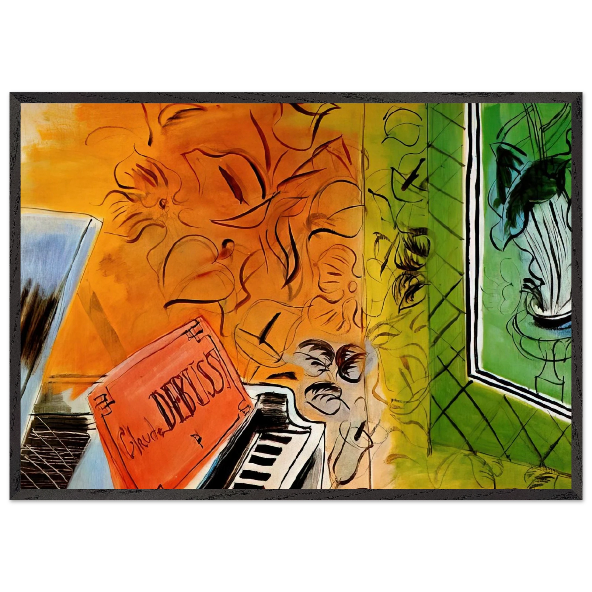HOMAGE TO CLAUDE DEBUSSY 1952 - Raoul Dufy Framed Art Print – Black Wooden Frame - Default Title - -Framed Art Print