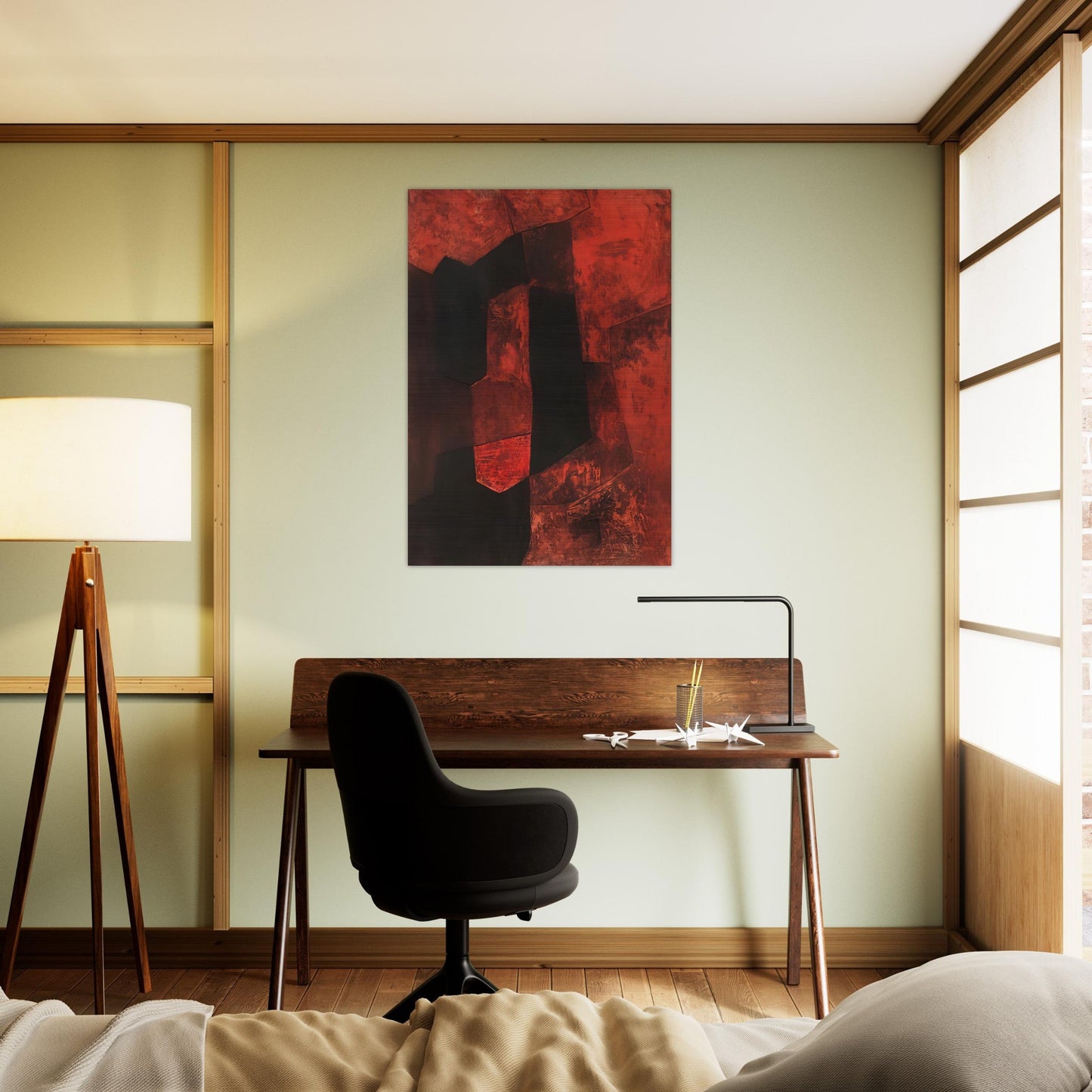 Composition brune et rouge - 1964 - Serge Poliakoff Brushed Aluminum Print - 70x100 cm / 28x40 inches | Serge Poliakoff Aluminum Print | Serge Poliakoff Prints