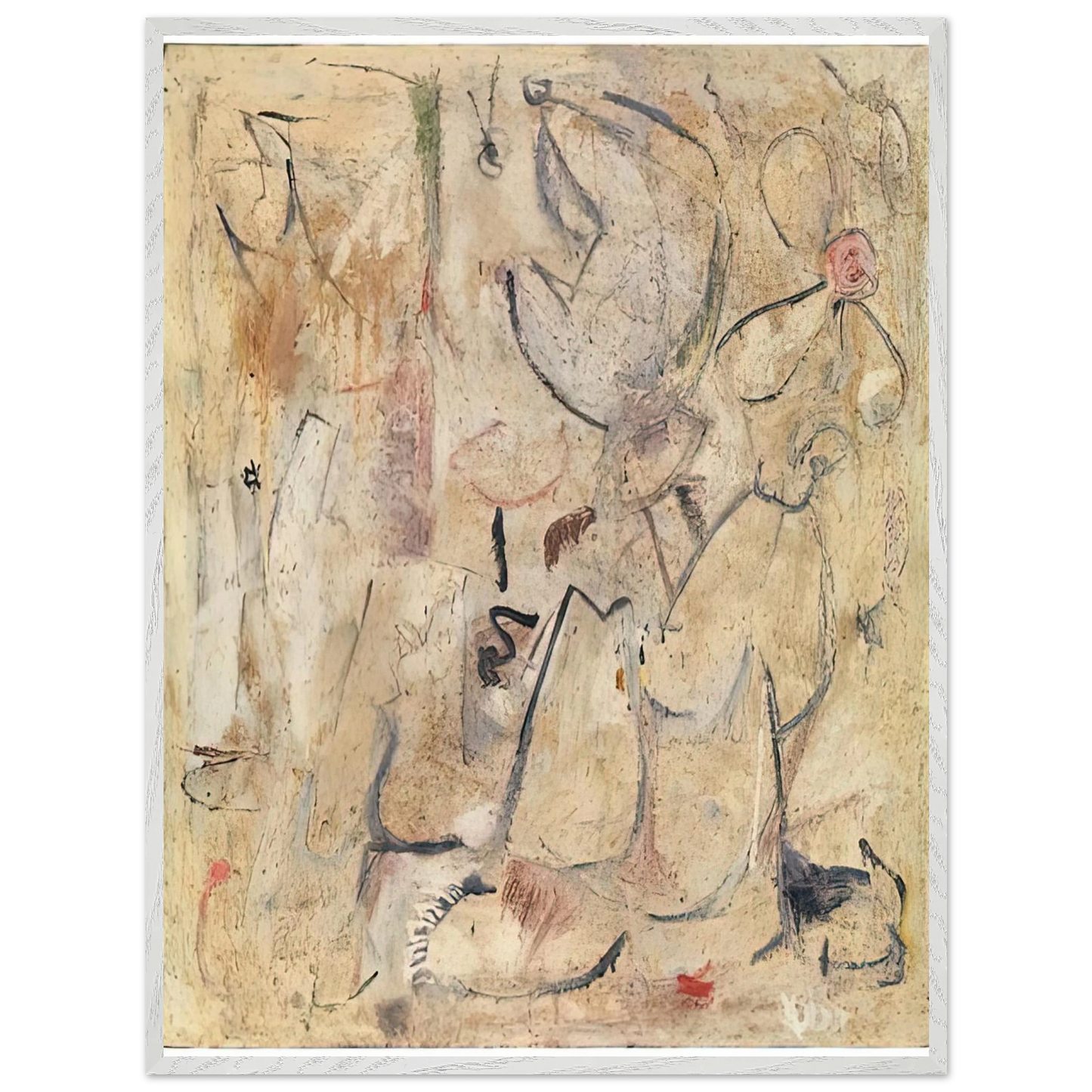 Helen Frankenthaler - Beach, 1950- Wall Art - 21x29.7 cm / 8x12" - Premium Wooden Framed Poster With Fine Art Paper - Black frame