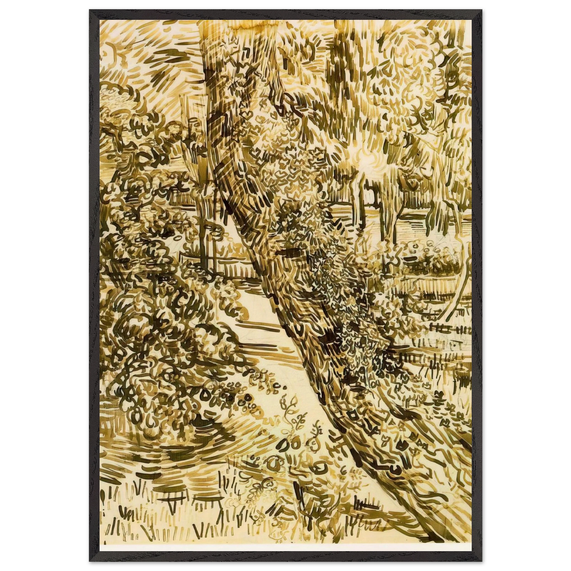 Tree with Ivy in the Asylum Garden - Vincent van Gogh Framed Art Print – Black Wooden Frame - Default Title - -Framed Art Print