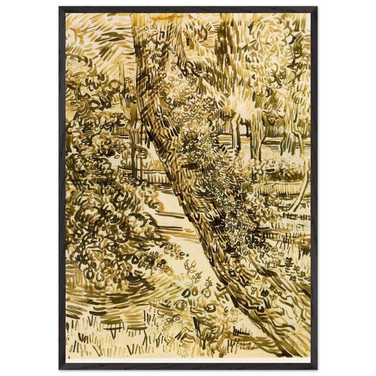 Tree with Ivy in the Asylum Garden - Vincent van Gogh Framed Art Print – Black Wooden Frame - Default Title - -Framed Art Print