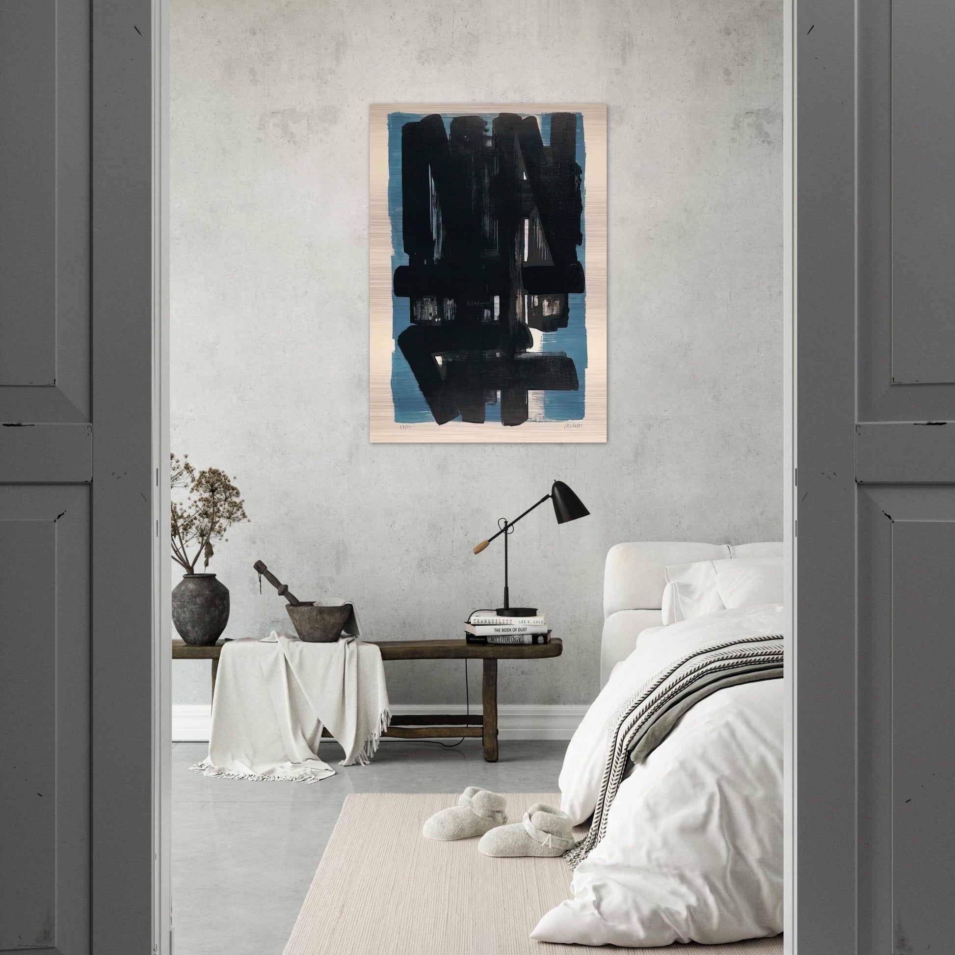 Lithographie No. 5 - 1957 - Pierre Soulages Brushed Aluminum Print - 70x100 cm / 28x40 inches | Pierre Soulages Aluminum Print | Pierre Soulages Prints