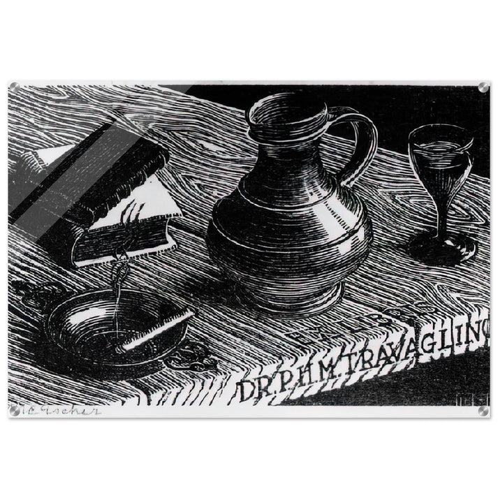 BOOKPLATE DR P H M TRAVAGLINO - MC Escher Acrylic Print - 70x100 cm / 28x40″ inches | Maurits Cornelis Escher Prints
