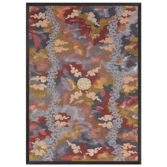Corkwood Dreaming - 1994 - Clifford Possum Tjapaltjarri Framed Art Print – Black Wooden Frame - Default Title - -Framed Art Print