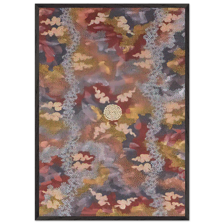 Corkwood Dreaming - 1994 - Clifford Possum Tjapaltjarri 70x100 cm / 28x40 inches Framed Art Print – Black Wooden Frame