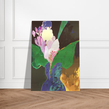 Blue Vase With Flowers - 2002 - Aldemir Martins Brushed Aluminum Print - 70x100 cm / 28x40 inches | Aldemir Martins Aluminum Print | Aldemir Martins Prints