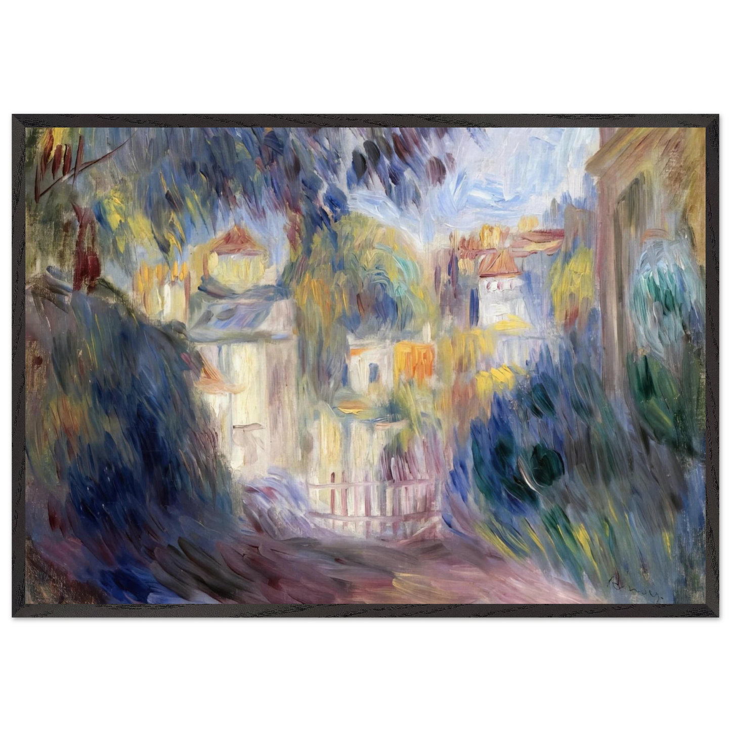 Landscape with Red Roofs - Pierre-Auguste Renoir Framed Art Print – Black Wooden Frame - Default Title - -Framed Art Print