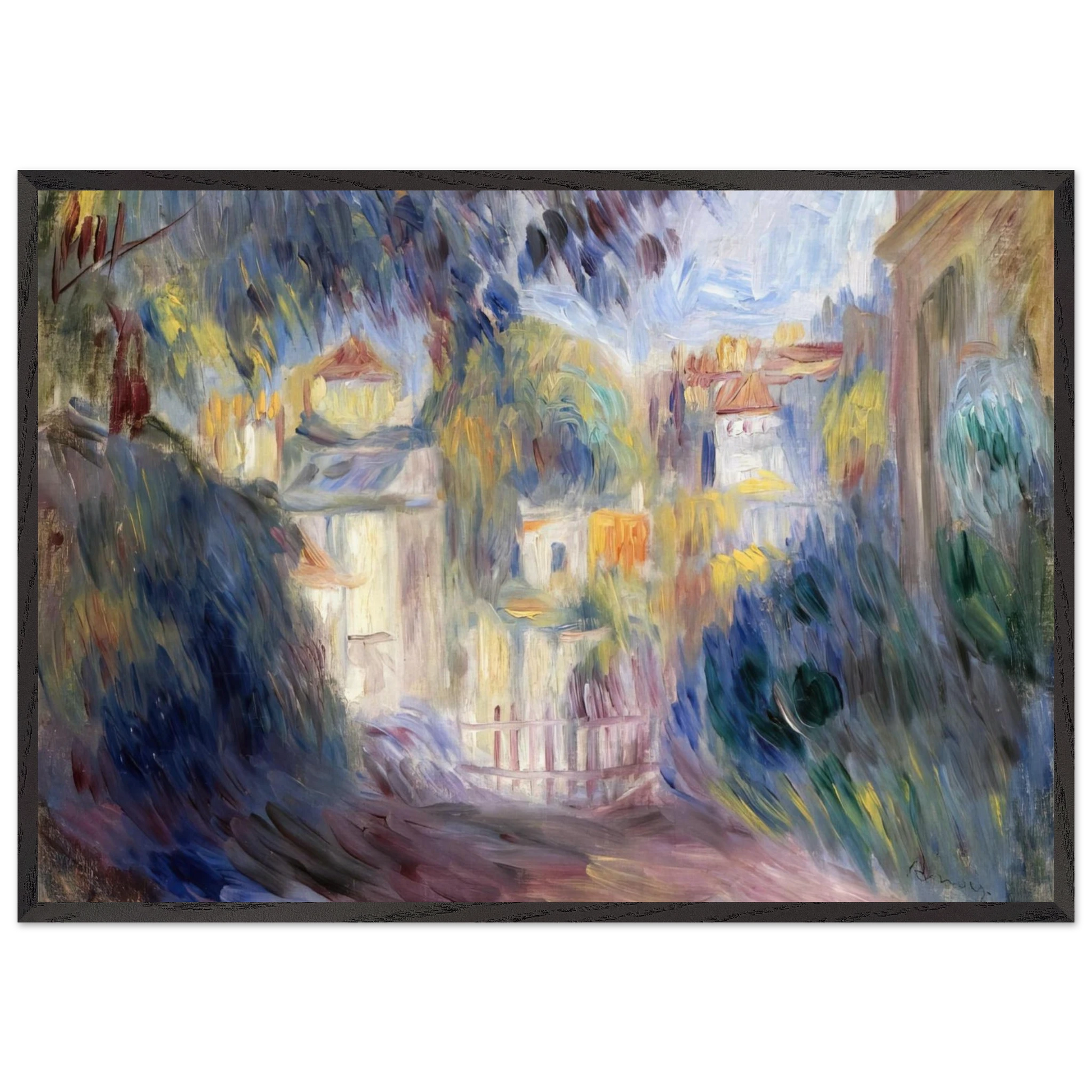 Landscape with Red Roofs - Pierre-Auguste Renoir Framed Art Print – Black Wooden Frame - Default Title - -Framed Art Print