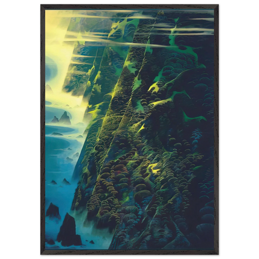 Jeweled Cliffs - Eyvind Earle 70x100 cm / 28x40 inches Framed Art Print – Black Wooden Frame