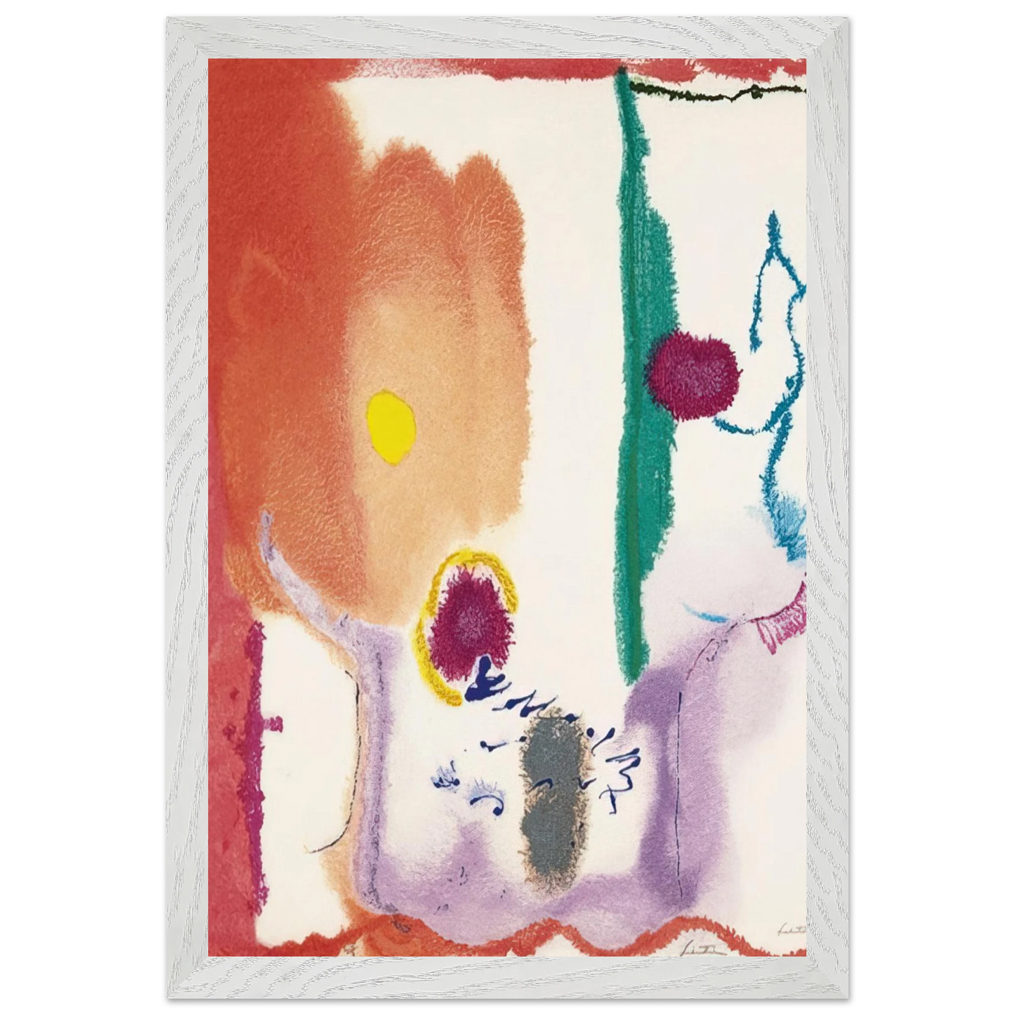 Helen Frankenthaler - Beginnings - 2002 Wall art - 60x80 cm / 24x32 inches - Premium Wooden Framed Poster With Fine Art Paper - Wood frame