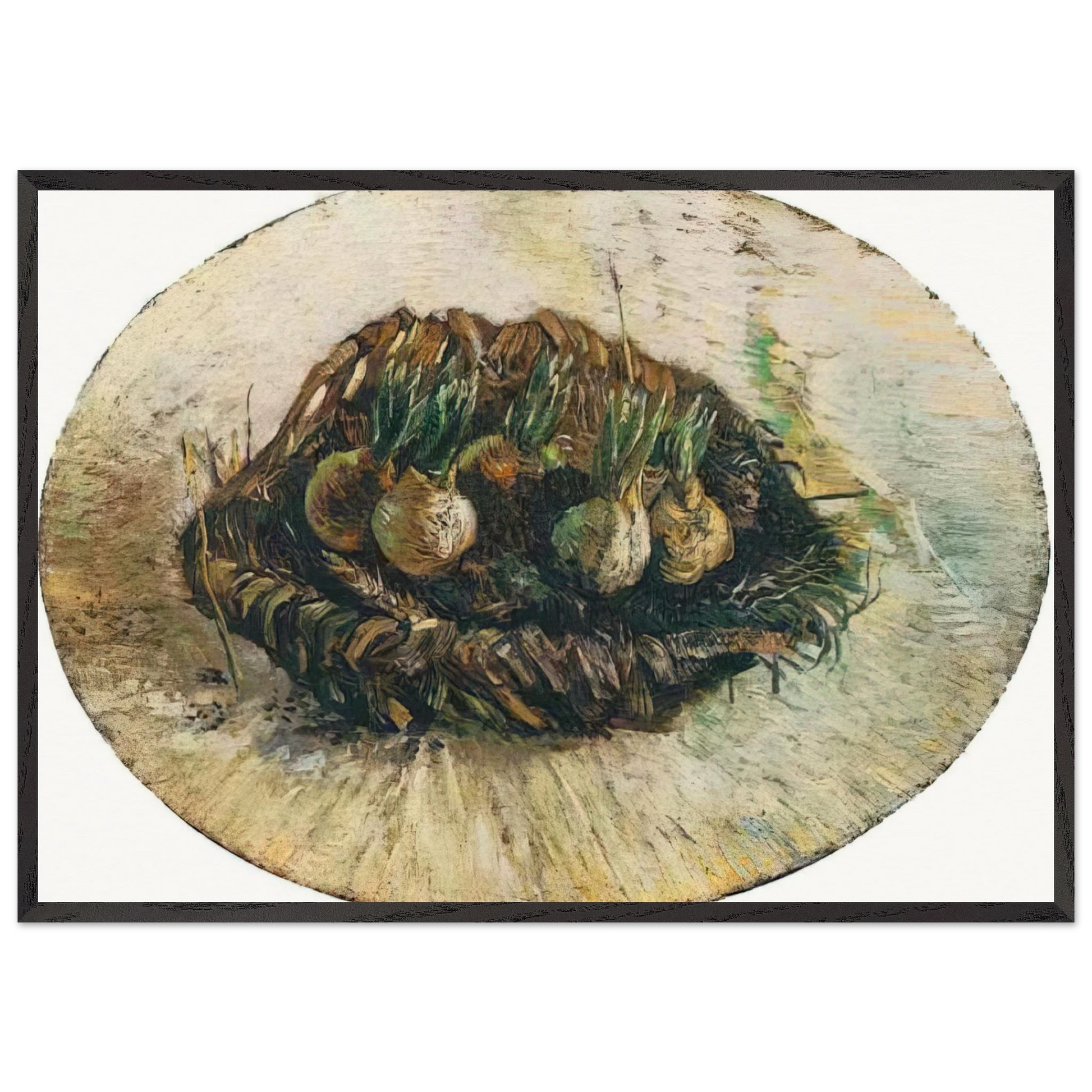 Basket of Sprouting Bulbs - Vincent van Gogh Framed Art Print – Black Wooden Frame - Default Title - -Framed Art Print