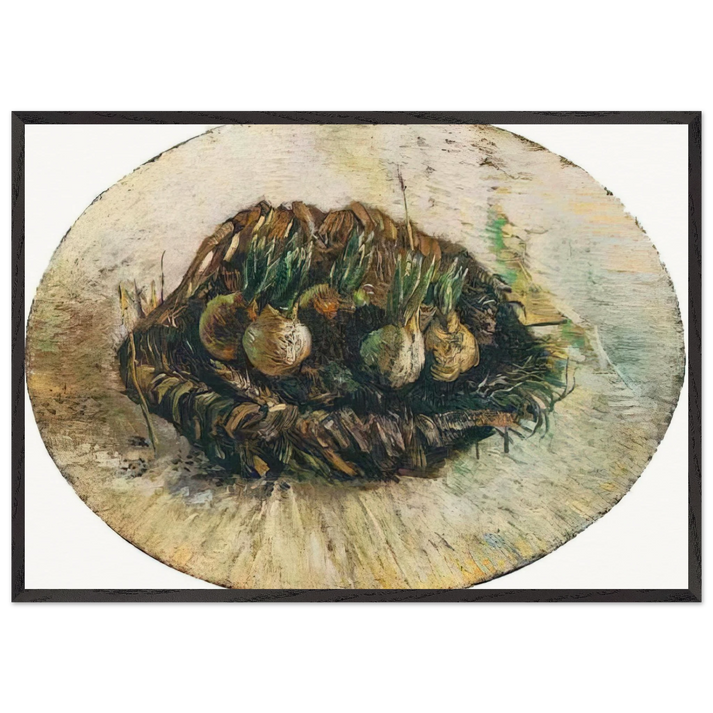 Basket of Sprouting Bulbs - Vincent van Gogh 70x100 cm / 28x40 inches Framed Art Print – Black Wooden Frame