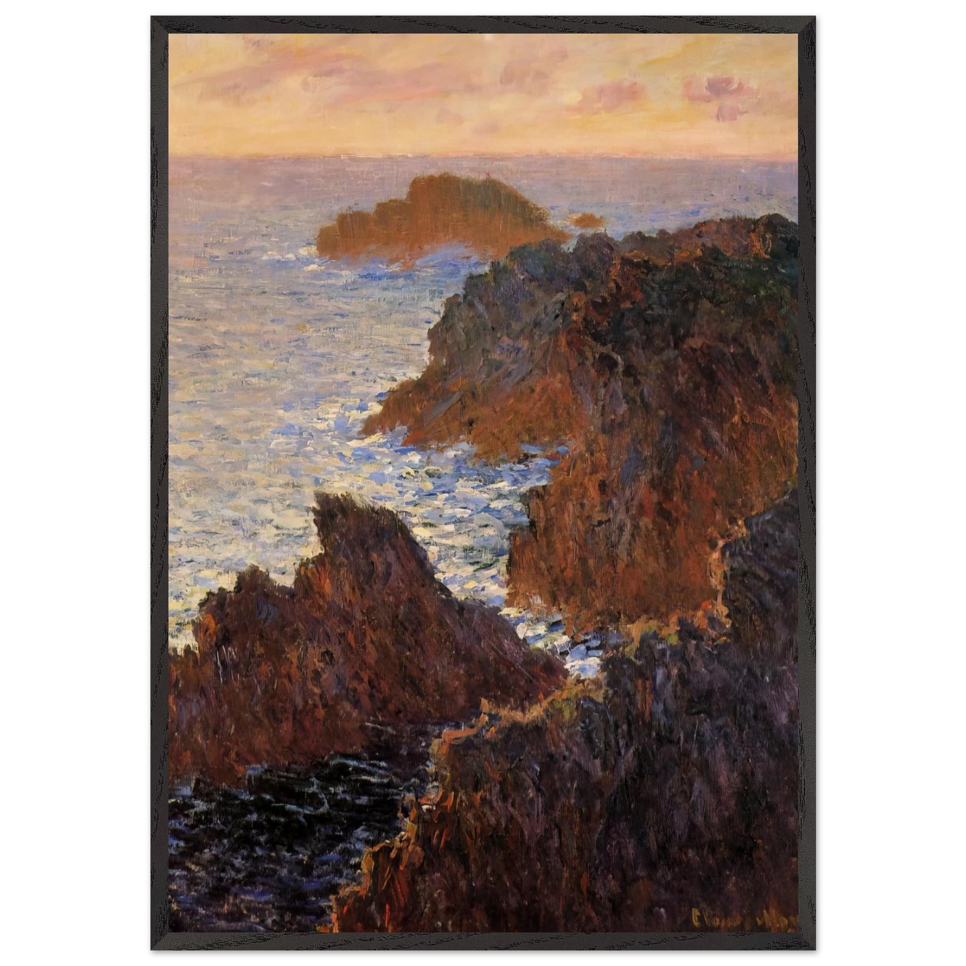 Rocks at Belle-Ile Port-Domois - claude monet Framed Art Print – Black Wooden Frame - Default Title - -Framed Art Print