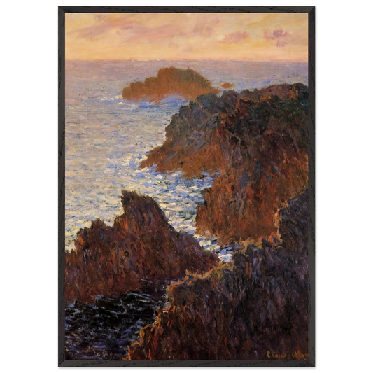 Rocks at Belle-Ile Port-Domois - claude monet Framed Art Print – Black Wooden Frame - Default Title - -Framed Art Print