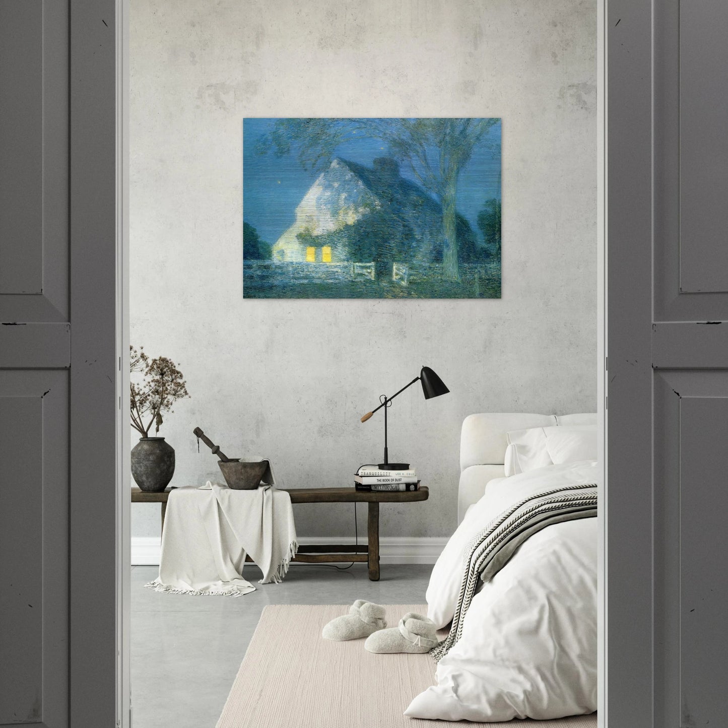 Moonlight, the Old House - Childe Hassam Brushed Aluminum Print - 70x100 cm / 28x40 inches | Childe Hassam Aluminum Print | Childe Hassam Prints