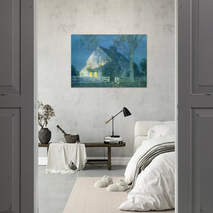Moonlight, the Old House - Childe Hassam Brushed Aluminum Print - 70x100 cm / 28x40 inches | Childe Hassam Aluminum Print | Childe Hassam Prints