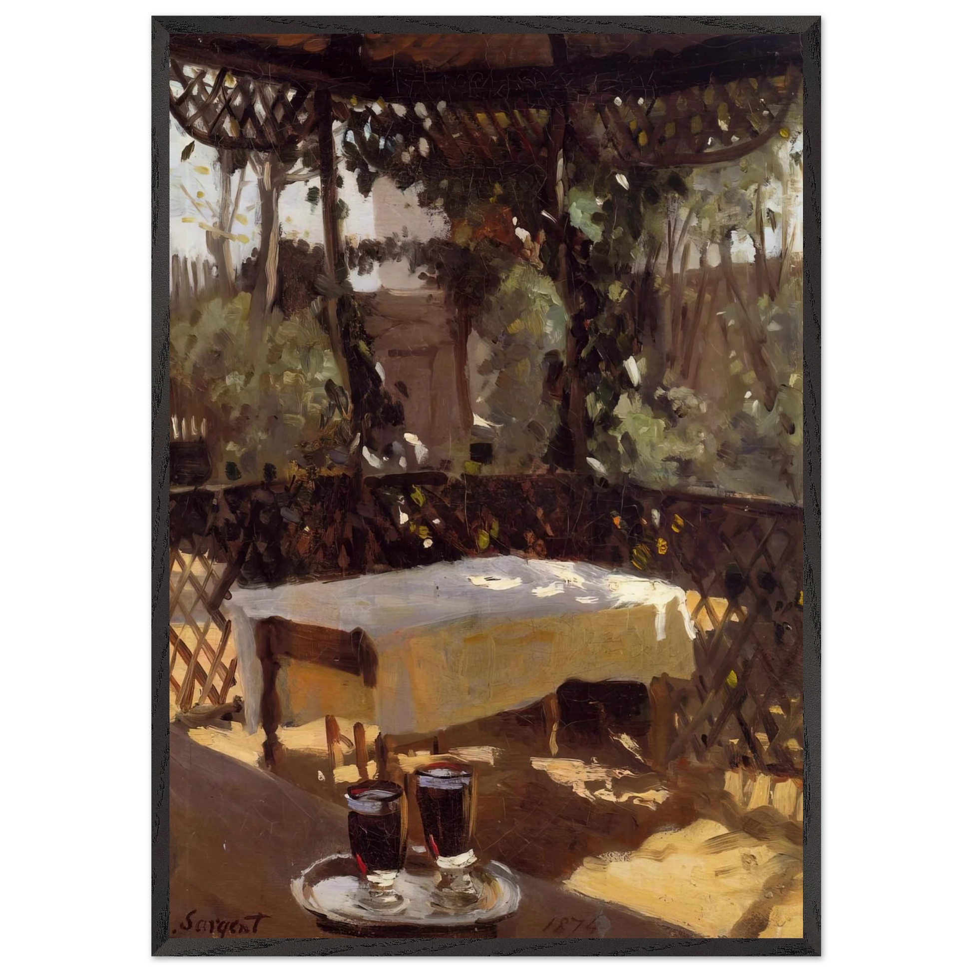 Two Wine Glasses - John Singer Sargent Framed Art Print – Black Wooden Frame - Default Title - -Framed Art Print