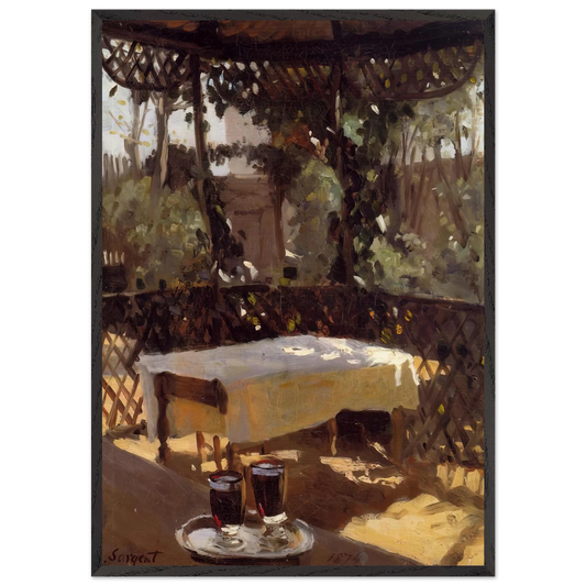 Two Wine Glasses - John Singer Sargent 70x100 cm / 28x40 inches Framed Art Print – Black Wooden Frame