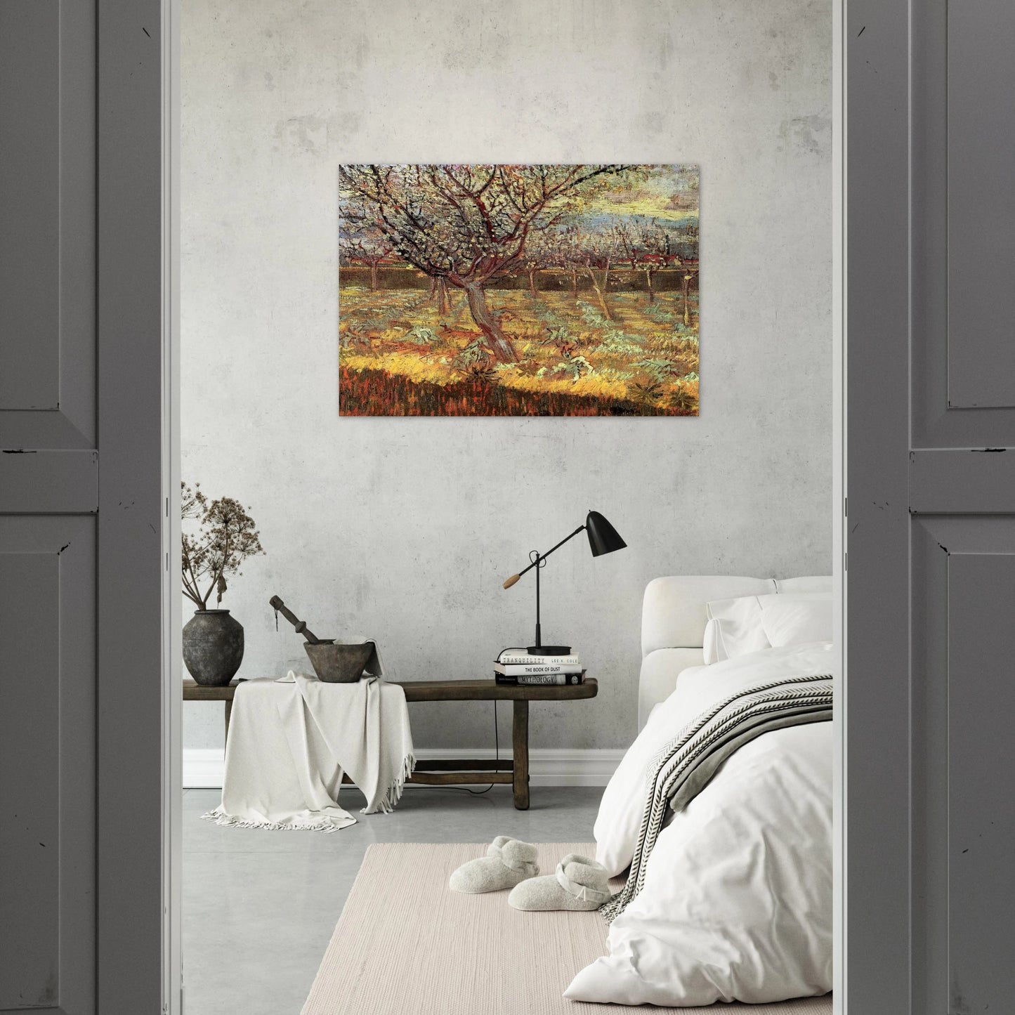 Apricot Trees in Blossom - Vincent van Gogh Brushed Aluminum Print - 70x100 cm / 28x40 inches | Vincent van Gogh Aluminum Print | Vincent van Gogh Prints