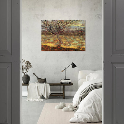 Apricot Trees in Blossom - Vincent van Gogh Brushed Aluminum Print - 70x100 cm / 28x40 inches | Vincent van Gogh Aluminum Print | Vincent van Gogh Prints