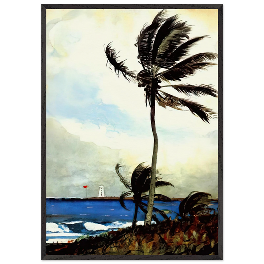 PALM TREE NASSAU - Winslow Homer Framed Art Print – Black Wooden Frame - Default Title - -Framed Art Print